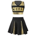 thumbnail image 1 of TiaoBug Kids Girls Cheer Leader Uniform Sleeveless V Neckline Crop Top+Skirt Halloween Outfit Black 12, 1 of 7