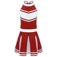 thumbnail image 1 of TiaoBug Kids Girls Cheerleading Dress Outfits Sleeveless Zipper Crop Top with Pleated Skirt School Uniform Set Wine Red 10, 1 of 5
