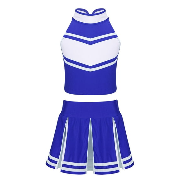 TiaoBug Kids Girls Cheerleading Costume Sleeveless Top with Pleated Skirt Set