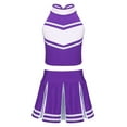 thumbnail image 1 of TiaoBug Kids Girls Cheerleading Dress Outfits Sleeveless Zipper Crop Top with Pleated Skirt School Uniform Set Purple 6, 1 of 5