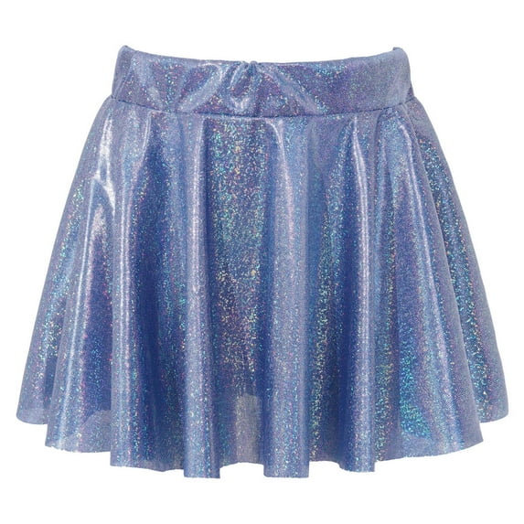 TiaoBug Kids Girls Cheerleading Dance Skirt Shiny Metallic Modern Jazz Tango Dancewear Tutu Skirt Royal Blue 13-14