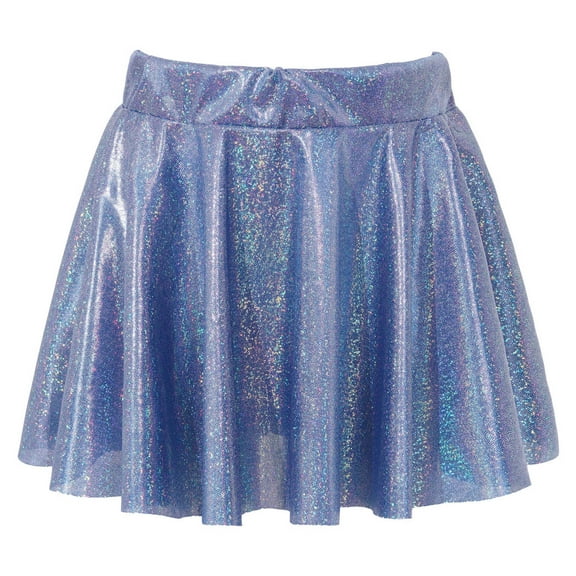 TiaoBug Kids Girls Cheerleading Dance Skirt Shiny Metallic Modern Jazz Tango Dancewear Tutu Skirt Royal Blue 6-8