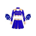 thumbnail image 1 of TiaoBug Kids Girls Cheerleading Outfits Cheer Print Crop Top with Pleated Skirt Blue 6, 1 of 5
