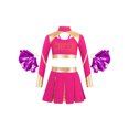 thumbnail image 1 of TiaoBug Kids Girls Cheerleading Outfits Cheer Print Crop Top with Pleated Skirt Hot Pink 16, 1 of 5