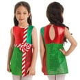 thumbnail image 1 of TiaoBug Kids Girls Christmas Costume Striped Color Block Sleeveless Jumpsuit Tutu Leotard Dancewear A Red 16, 1 of 7
