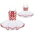 thumbnail image 1 of TiaoBug Kids Girls Christmas Dance Dresses Cami Striped Mesh Tutu Dress with Bowknot 4-16 Red 4, 1 of 7