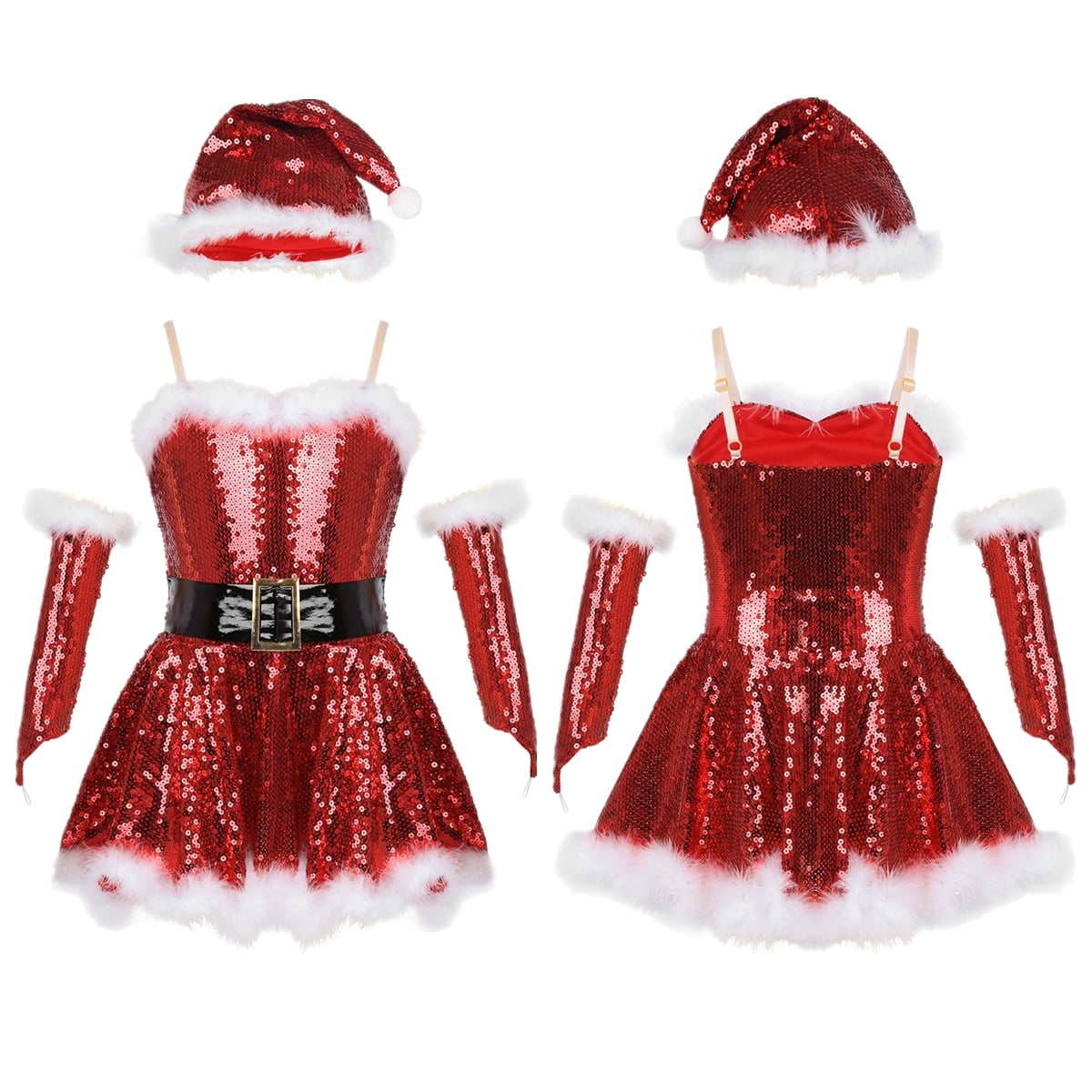 christmas figure skating dresses Rhinestone Rhumba Ice Dance Dress - Red