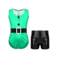 thumbnail image 1 of TiaoBug Kids Girls Christmas Santa Claus Cosplay Costume Sleeveless Ballet Dance Leotard with Shorts Green&Black 14, 1 of 7