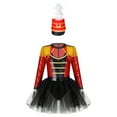 thumbnail image 1 of TiaoBug Kids Girls Circus Flag Raiser Leotard Tutu Dress with Feather Hat Halloween Performance Costume Red 14, 1 of 7