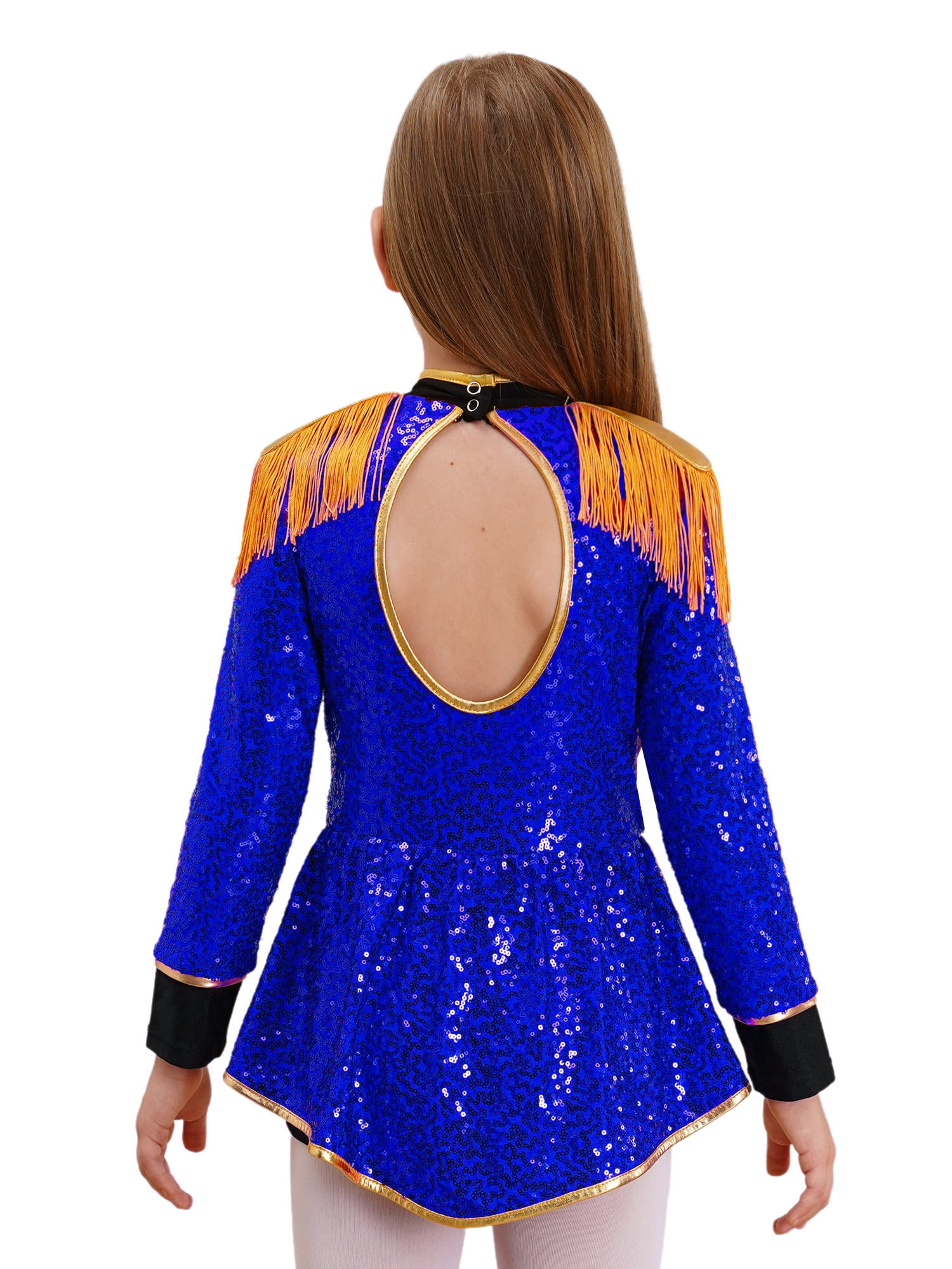 TiaoBug Kids Girls Circus Ringmaster Cosplay Jumpsuit Sequins Tassel ...