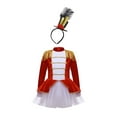 thumbnail image 1 of TiaoBug Kids Girls Circus Ringmaster Costume Long Sleeves Lion Tamer Tutu Leotard Dress with Headwear Sets Red 4, 1 of 7