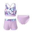 thumbnail image 1 of TiaoBug Kids Girls Cutout Criss-Cross Back Tops Briefs Bottoms 3 Piece Tankini Swimsuit Purple 12, 1 of 7