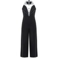thumbnail image 1 of TiaoBug Kids Girls Dance Costume One Piece Tuxedo Jumpsuit Bodysuit Latin Jazz Modern Dancewear Black 8, 1 of 8