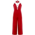 thumbnail image 1 of TiaoBug Kids Girls Dance Costume One Piece Tuxedo Jumpsuit Bodysuit Latin Jazz Modern Dancewear Red 12, 1 of 5