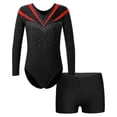 thumbnail image 1 of TiaoBug Kids Girls Dance Gymnastic Leotard with Shorts 2Pcs Dancewear, 1 of 7