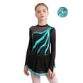 thumbnail image 1 of TiaoBug Kids Girls Figure Ice Skating Dress Long Sleeve Chiffon Tutu Skirt Leotard Ballet Dance Practice Outfit Blue Green 16, 1 of 6