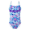 thumbnail image 1 of TiaoBug Kids Girls Fish Scales Ruffles Bathing Suit Mermaide Swimwear One Piece Athletic Swimsuit, 1 of 6