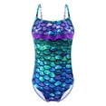 thumbnail image 1 of TiaoBug Kids Girls Fish Scales Ruffles Bathing Suit Mermaide Swimwear One Piece Athletic Swimsuit, 1 of 7