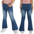 thumbnail image 1 of TiaoBug Kids Girls Flared Bell-bottom Pants Ripped Jeans Spring Autumn Denim Trouser 6-16 Blue 14, 1 of 7