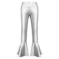 thumbnail image 1 of TiaoBug Kids Girls Flared Trouser Hip Hop Jazz Dance Metallic Bell-Bottoms Ruffle Legging Pants Silver 10, 1 of 4
