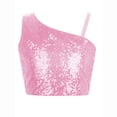 thumbnail image 1 of TiaoBug Kids Girls Glitter Crop Tops Sequin Sparkly Vest Figure Skating Evening Prom Cropped Tank Top Dancewear Pink 8, 1 of 5