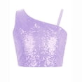 thumbnail image 1 of TiaoBug Kids Girls Glitter Crop Tops Sequin Sparkly Vest Figure Skating Evening Prom Cropped Tank Top Dancewear Purple 6, 1 of 5