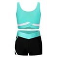 thumbnail image 1 of TiaoBug Kids Girls Gymnastics Athletic Tracksuit 2 Piece Outfits Dance Sport Tank Tops and Shorts Set Blue Green 10, 1 of 7
