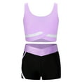 thumbnail image 1 of TiaoBug Kids Girls Gymnastics Athletic Tracksuit 2 Piece Outfits Dance Sport Tank Tops and Shorts Set Light Purple 16, 1 of 7
