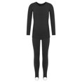 thumbnail image 1 of TiaoBug Kids Girls Gymnastics Bottoming Suit Long Sleeve Fleece-Lined Dance Tops with Leggings Set B Black 12-24 Months, 1 of 7