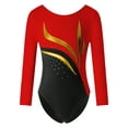 thumbnail image 1 of TiaoBug Kids Girls Gymnastics Leotards Shiny Rhinestone Long Sleeve Ballet Dance Jumpsuit Unitard Red 14, 1 of 5