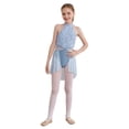thumbnail image 1 of TiaoBug Kids Girls Halter Lace Floral Ballet Leotard Dance Dress Sleeveless Lyrical Dress Light Blue 10, 1 of 7