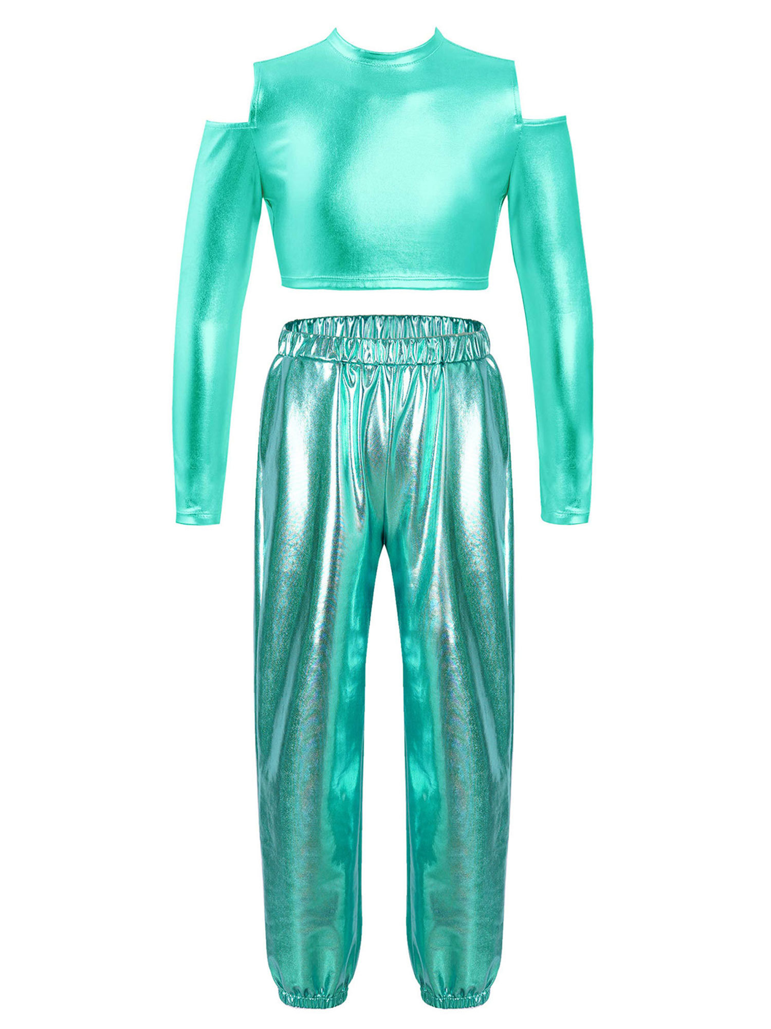 TiaoBug Hip Hop 3-delige Trainingspak Meisjes - Hoodie + Crop Top + Broek, Streetwear