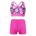 thumbnail image 1 of TiaoBug Kids Girls Holiday Swimwear 2 Piece Printed Tankini Swimsuit Strappy Back Crop Top with Shorts Bathing Suit Gardenia&Hot Pink 14, 1 of 7
