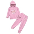 thumbnail image 1 of TiaoBug Kids Girls Hoodies Tracksuit Long Sleeve Sweatshirts with Jogger Sweatpants Set Pink-C 2-3, 1 of 7