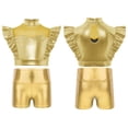 thumbnail image 1 of TiaoBug Kids Girls Jazz Hip Hop Dance Outfit Sleeveless Ruffle Crop Tops with Metallic Shorts Set Dancewear Gold 14, 1 of 7