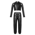 thumbnail image 1 of TiaoBug Kids Girls Jazz Street Dance Hip Hop Activewear Sequins Crop Top And Pants Sport Workout Outfit Black 10, 1 of 7