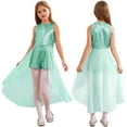 thumbnail image 1 of TiaoBug Kids Girls Junior Bridesmaid Dress Long Overlay Skirt Jumpsuit Mint Green 12, 1 of 8
