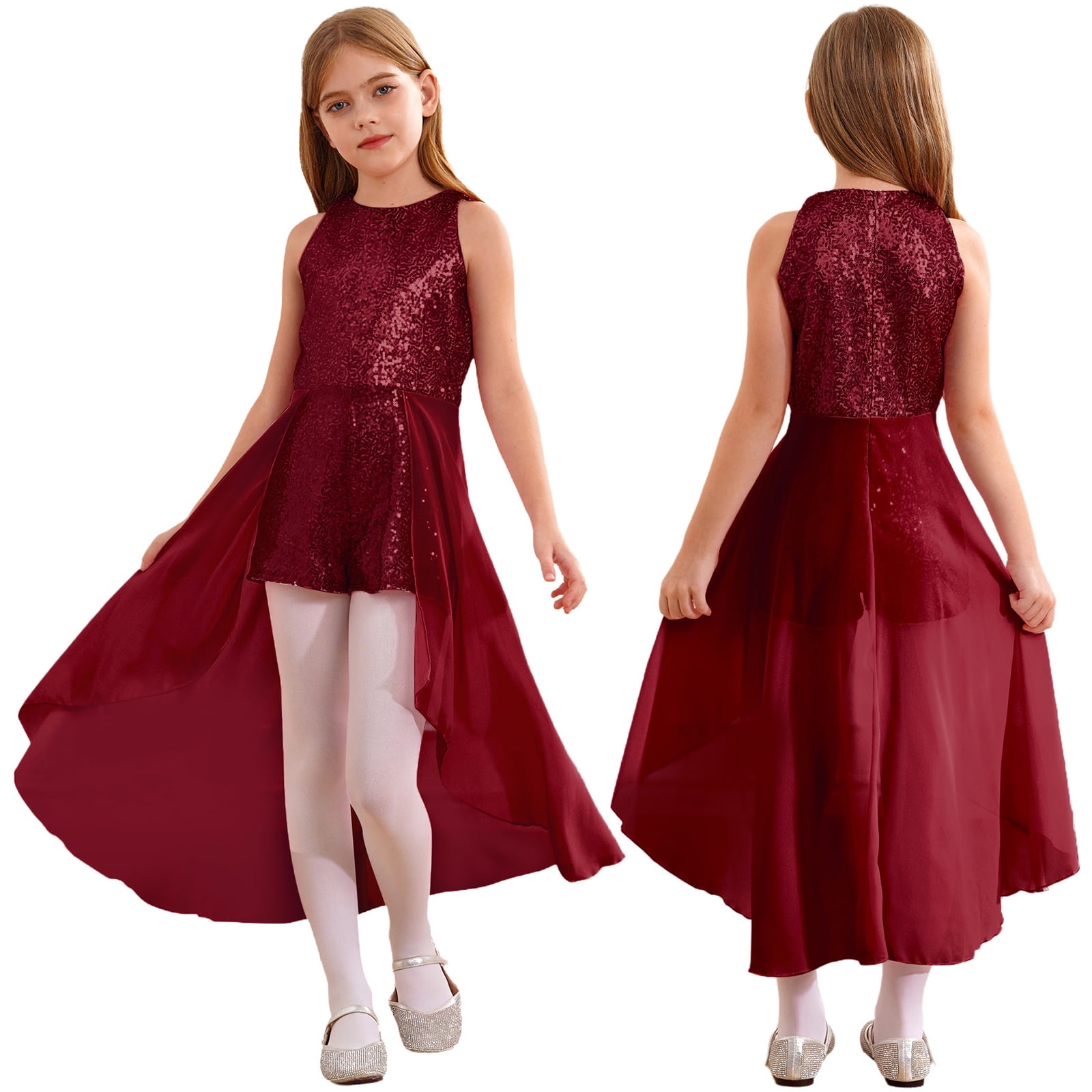 TiaoBug Kids Girls Junior Bridesmaid Dress Long Overlay Skirt Jumpsuit ...