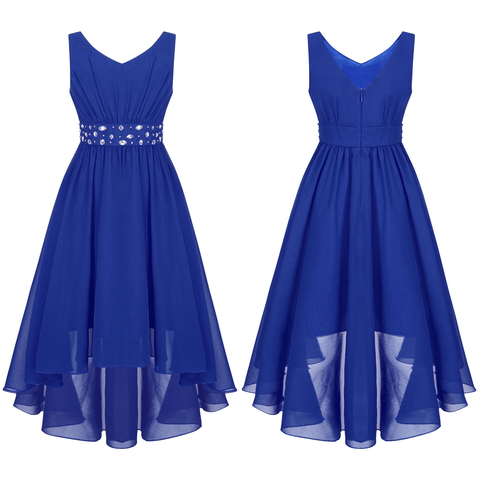 TiaoBug Kids Girls Junior V Neck Chiffon Party Gown High Low Hem Dress Walmart