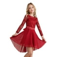 thumbnail image 1 of TiaoBug Kids Girls Lace Chiffon Wedding Bridesmaid Dresses Shiny Rhinestone Flower Girl Proms Ball Gown Burgundy 14, 1 of 7