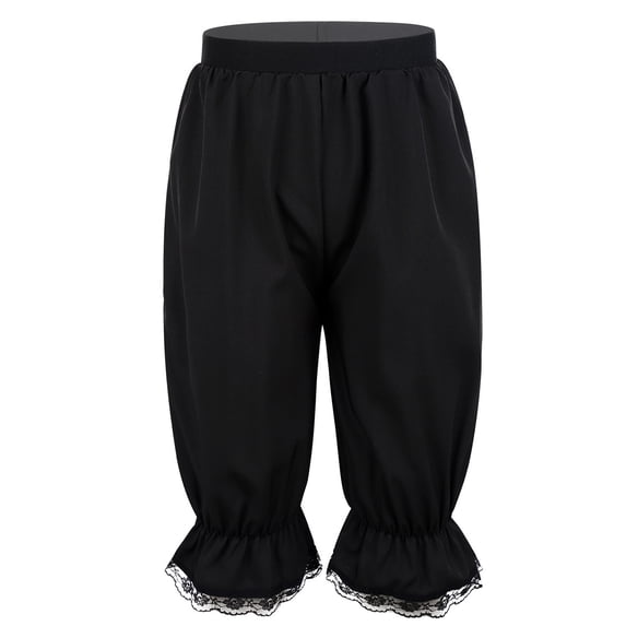 TiaoBug Kids Girls Lace Trim Victorian Pantaloons Solid Color Loose Bloomer Pants Pants Black 12