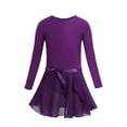 thumbnail image 1 of TiaoBug Kids Girls Long Sleeve Ballet Leotard with Wrap Chiffon Skirt Gymnastic Tutu Dress Dancewear Dark Purple 7-8, 1 of 7