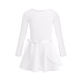 thumbnail image 1 of TiaoBug Kids Girls Long Sleeve Ballet Leotard with Wrap Chiffon Skirt Gymnastic Tutu Dress Dancewear Ivory 7-8, 1 of 7