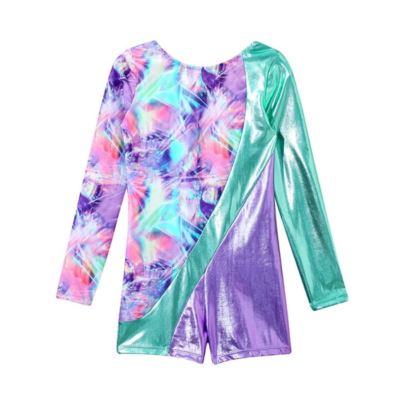 TiaoBug Kids Girls Long Sleeve Dance Leotard Gymnastics Yoga Romper Sport Jumpsuit Lavender 12