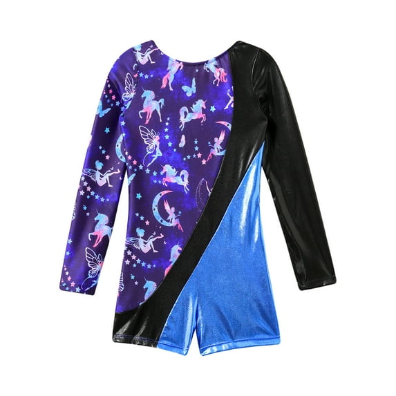 TiaoBug Kids Girls Long Sleeve Dance Leotard Gymnastics Yoga Romper Sport Jumpsuit Light Blue 14
