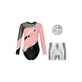 thumbnail image 1 of TiaoBug Kids Girls Long Sleeve Gymnastics Dance Leotard with Metallic Shorts Headwear Athletic Workout Activewear Light Pink 12, 1 of 7
