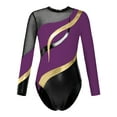 thumbnail image 1 of TiaoBug Kids Girls Long Sleeve Gymnastics Leotard Shiny Rhinestone Athletic Dance Jumpsuit Ballerina Bodysuit Tops Purple 12, 1 of 6