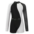thumbnail image 1 of TiaoBug Kids Girls Long Sleeve Turtleneck Unitard Colorblock Roller Ice Figure Skating Bodysuit, 1 of 7