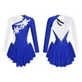 thumbnail image 1 of TiaoBug Kids Girls Long Sleeves Ballet Dance Gymnastic Leotard Sequins Skating Dress Royal Blue 8, 1 of 5