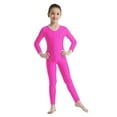 thumbnail image 1 of TiaoBug Kids Girls Long Sleeves Full Length Bodysuit Gymnastic Dance Jumpsuit Unitard Rose M, 1 of 7